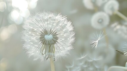 Close-up Image of a Dandelion. Concept Macro Photography, Nature Close-ups, Floral Details, Botanical Prints
