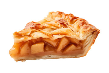Apple pie slice isolated on transparent or white background, png