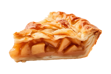 Apple pie slice isolated on transparent or white background, png