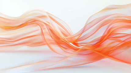 A soft pastel orange wave, gentle and warm, undulating elegantly across a white background,...