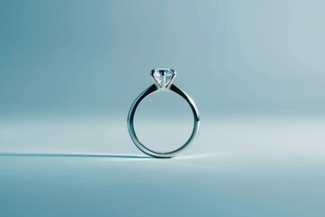 A diamond ring is sitting on a table
