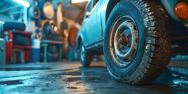 Vintage Auto Repair Workshop with Rugged Tools and Equipment for Maintaining Personal Vehicles