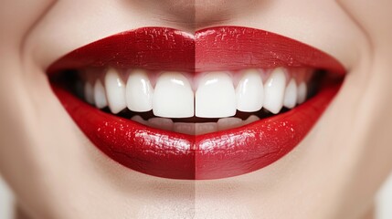Obraz premium Close-up of a woman's smile painted half with Denmark's flag on her lips.