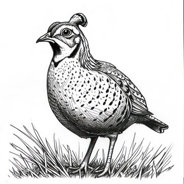 recommend clip art: quail bird drawing Coloring book page