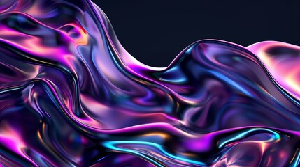 Vibrant abstract image showcasing fluid-like waves in iridescent colors on a dark background.