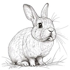 rabbit drawing Coloring book page