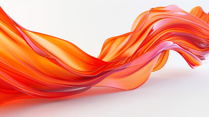 A vibrant persimmon orange wave, bold and bright, sweeping smoothly across a white background, rendered in a crystal-clear high-definition photo.