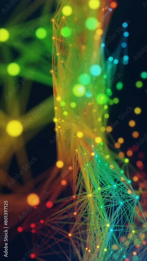 Wall mural abstract colorful futuristic technology plexus style motion graphic, graph connection network partic