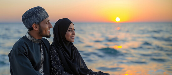 Eternal Elegance: Muslim Couple's Timeless Romance Captured in Classical Realism,generated by IA
