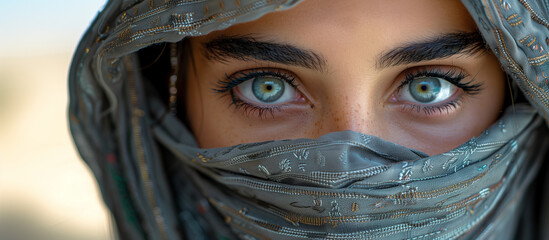 Enigmatic Serenity: Woman in Niqab Radiates Calm During Golden Hour ,generated by IA