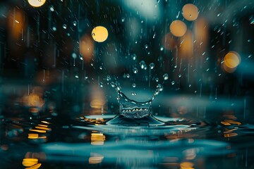 Captivating Rainwater Droplet Distorts Enchanting Window Scenery with Ethereal Ripples