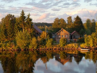 Fototapeta premium autumn landscape with lake
