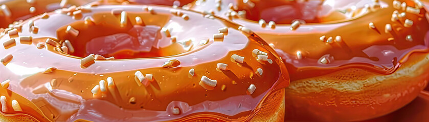 Glazed Donut Temptation: Close-Up of Shiny and Textured Glazed Donut Temptation in Bakery Display