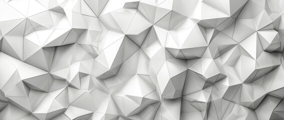 Abstract white polygonal background with low poly shapes and triangular elements. Created with AI