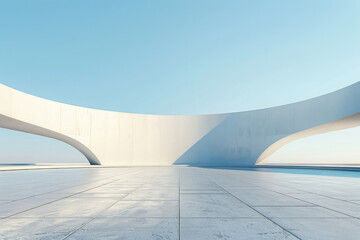 Obraz premium Concrete outdoor square building,Empty architectural background.