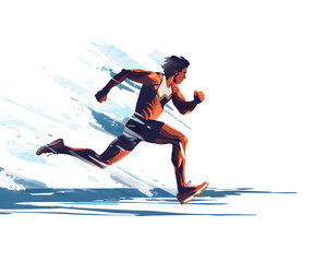 .Running athlete watercolor painted vector