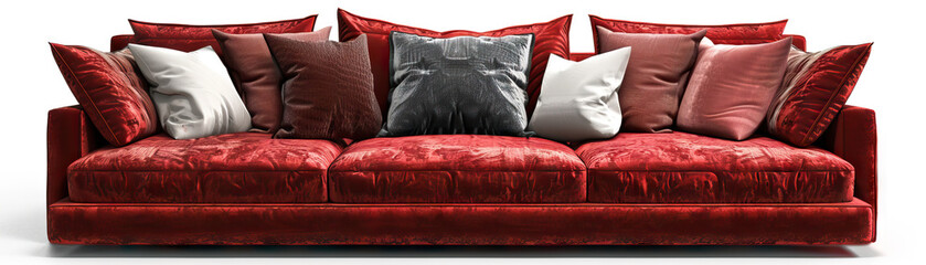 Velvet Upholstered Sofa: Close-Up of Soft and Textured Velvet Upholstered Sofa with Decorative Pillows
