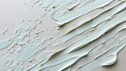 Close-up of a textured white and blue background with thick oil-based paint. - obrazy, fototapety, plakaty