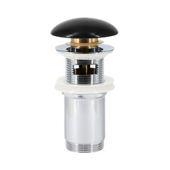 Piletta in ottone cromato cover nera opaca click clack per lavabo diametro 1.1/4