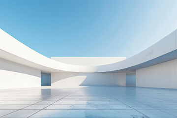 Obraz premium Concrete outdoor square building,Empty architectural background.