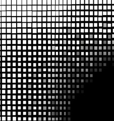 black and white gradient grid background with small squares 