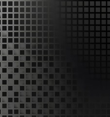 Naklejka premium Vector background of black squares with gray shades on the edges. The pattern is minimalist and monochromatic, featuring an array of small squares arranged in rows that create a gradient effect from l