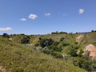 landscape with blue sky and clouds