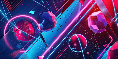 an abstract geometric pattern background, with sleek shapes and neon accents that give it a high-tech, futuristic look illustration