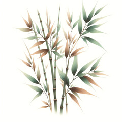 Fototapeta premium bamboo leaves isolated on white,bamboo postcard,card,Generative AI,graphics