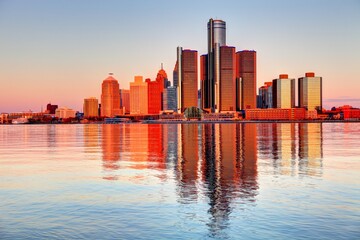 Dynamic Detroit: Immersive 4K image of Michigan's Largest City and Key Port on the Detroit River