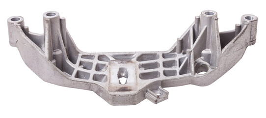 Metal bracket - a supporting part or structure used to mount car elements on a white isolated...