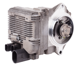 Electric power steering of a car on a white isolated background. Catalog of spare parts for vehicles.