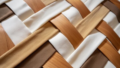 a closeup of a rectangular piece of white fabric with a brown beige and khaki pattern resembling hardwood flooring perfect for an event backdrop or stylish font background