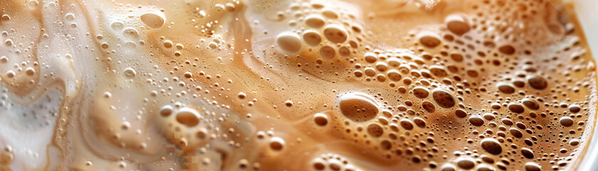 Frothy Cappuccino Art: Close-Up of Textured and Frothy Cappuccino Art in Coffee Cup