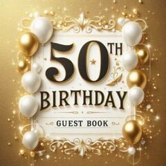 Exquisite 50th Birthday Design with Golden Balloons