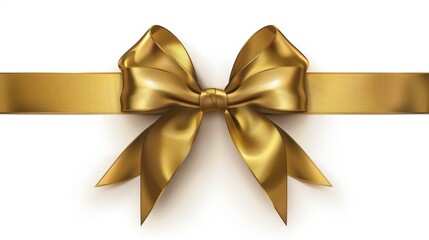 A gold ribbon bow is drawn on a white background