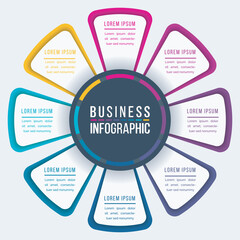 Infographic design 8 Steps, objects, elements or options business information colorful template for business infographic