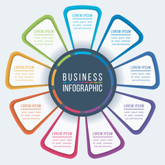 Infographic design 9 Steps, objects, elements or options business information colorful template for business infographic