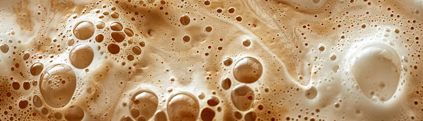 Frothy Latte Art: Close-Up of Textured and Frothy Latte Art in Coffee Beverage