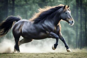 'wild portrait stallion black head mane flying horsemaneblackbrownfast horseequineequestrianportraitheadearflying horse brown fast equine equestrian'