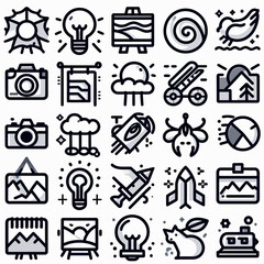 outline art set icon silhouette vector illustration white background