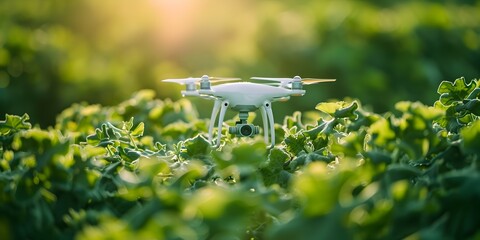 Drone Surveillance for Modern Agricultural and Conservation Efforts in Lush Green Countryside Landscape