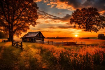 sunset in the countryside