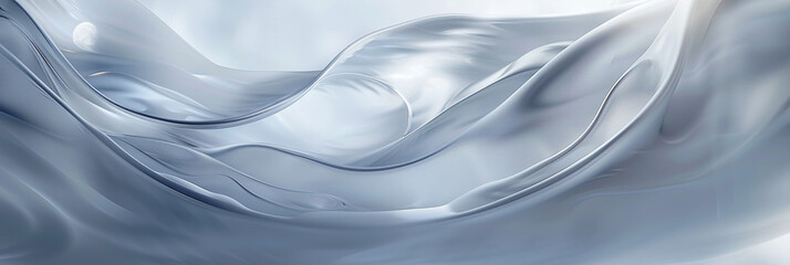 Moonlight silver wave abstract, serene and shimmering moonlight silver wave flowing on a white background.