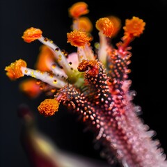 Obraz premium Intricate Pollen Grains A CloseUp Examination of a Flowers Reproductive Structures