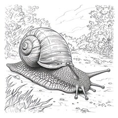 snail drawing Coloring book page