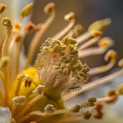 Obraz premium Intricate Dance of Pollen Grains A CloseUp of a Flowers Reproductive Structures