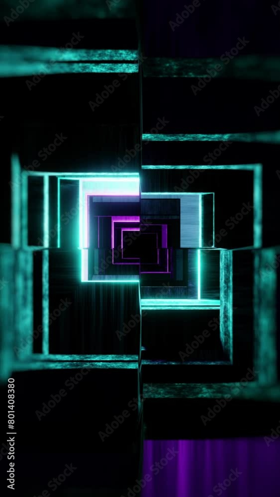 Wall mural abstract colorful futuristic tunnel animation, seamless vj loop