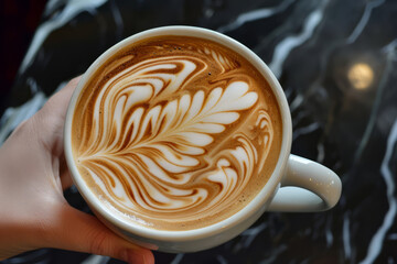 Cup of coffee with latte art