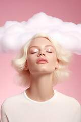 Naklejka premium Serene Beauty with Clouds Background Illustration.
